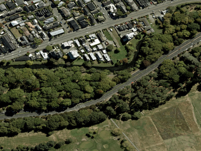 aerial view of Walk and bike track through Christchurch Central City and the ground around it