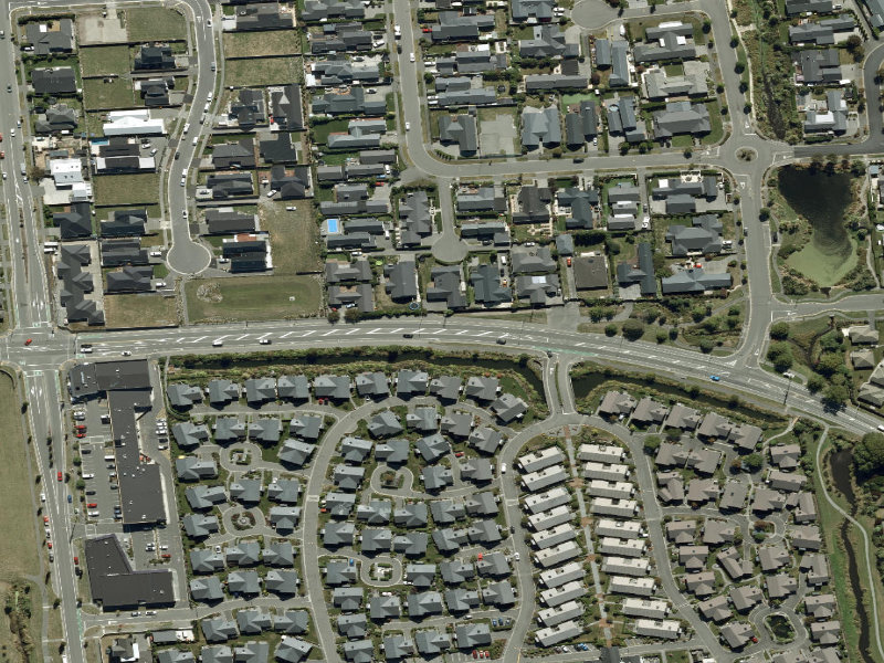 aerial view of Walk and bike track through Parklands and the ground around it