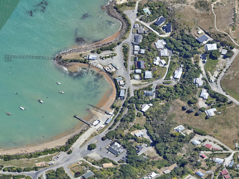 aerial view of Millenium Walkway, Moeraki and the ground around it