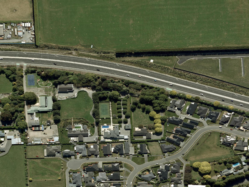 aerial view of Walk and bike track through Mairehau and the ground around it