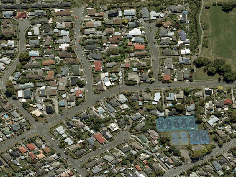 aerial view of Walk and bike track through Mairehau and the ground around it