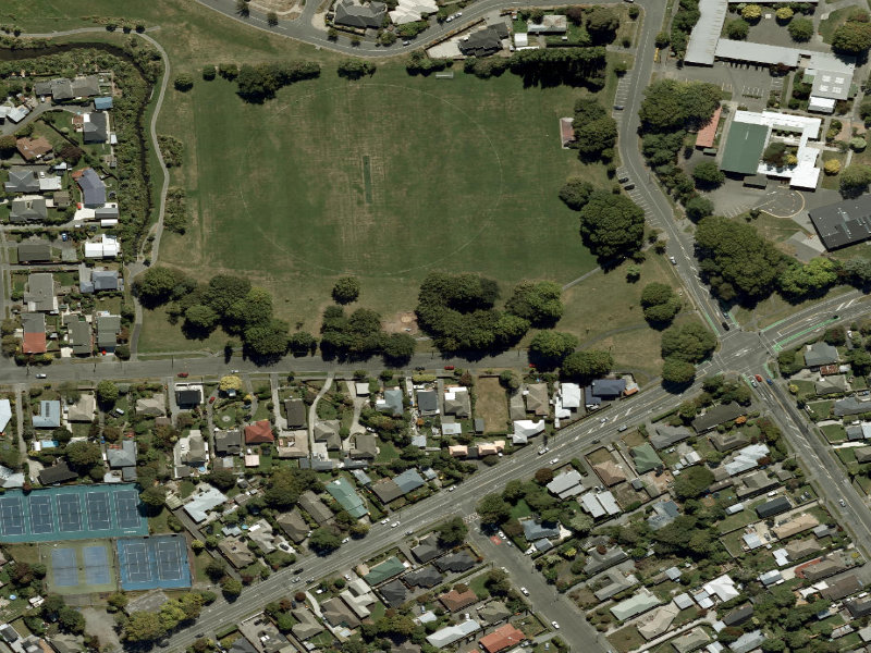 aerial view of Walk and bike track through Mairehau and the ground around it