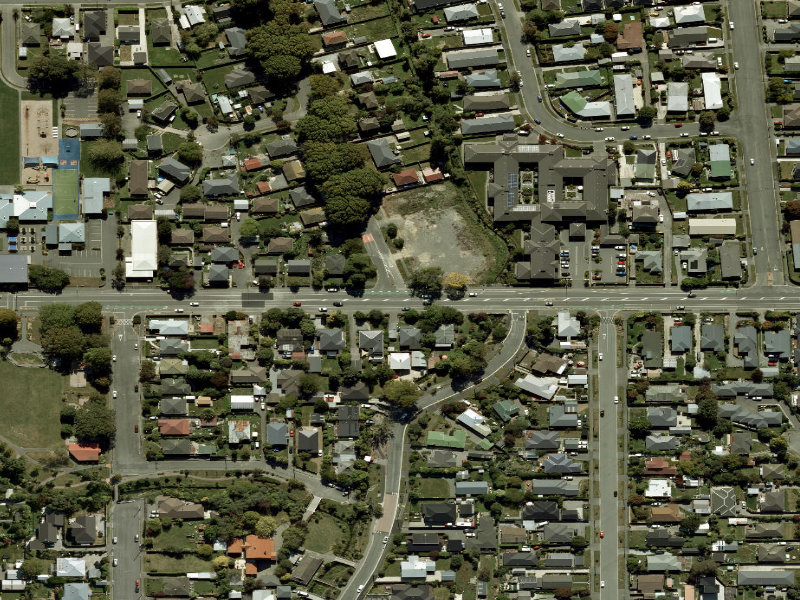 aerial view of Walk and bike track through Mairehau and the ground around it