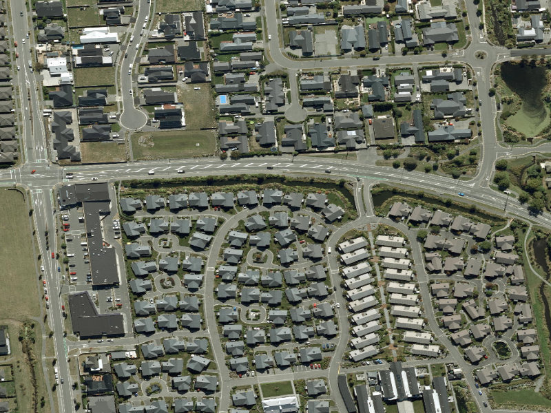 aerial view of Walk and bike track through Parklands and the ground around it