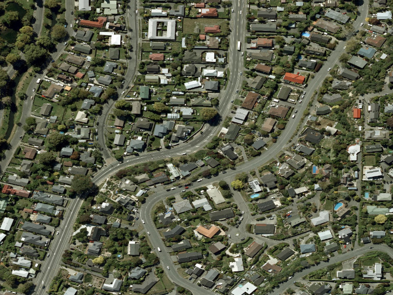 aerial view of Walk and bike track through Saint Martins and the ground around it
