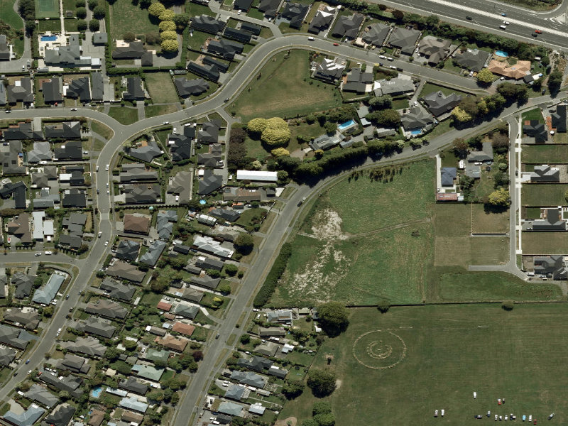 aerial view of Walk and bike track through Mairehau and the ground around it
