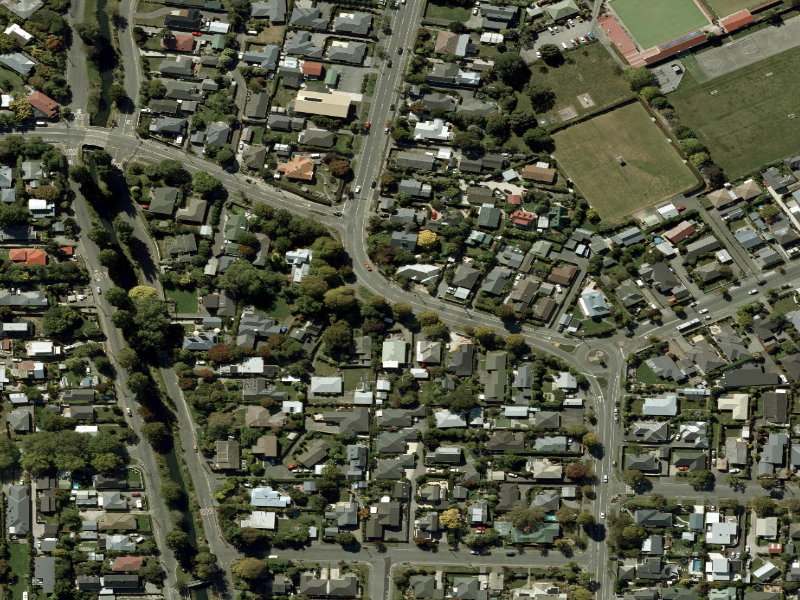 aerial view of Walk and bike track through Saint Martins and the ground around it