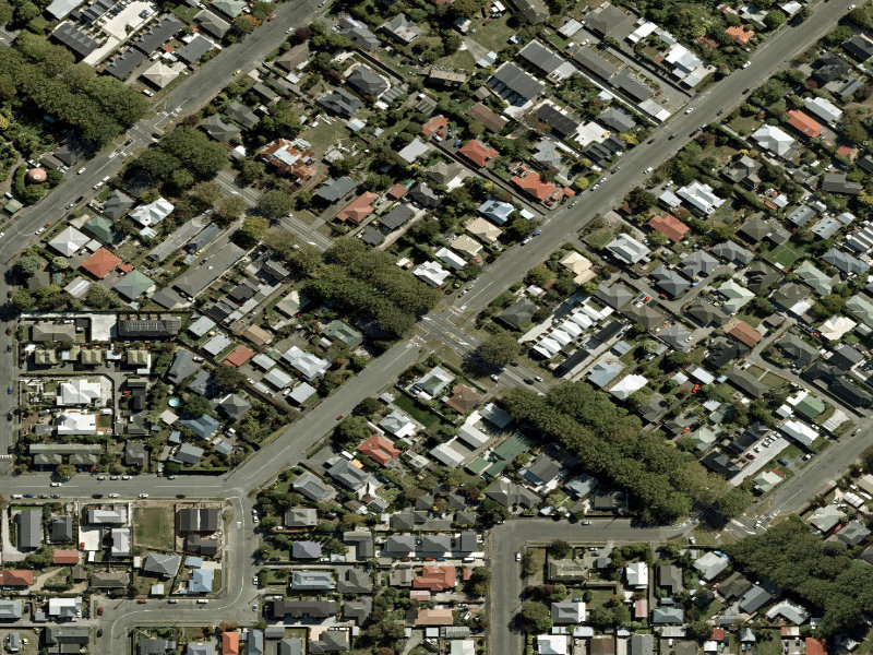 aerial view of Walk and bike track through Linwood and the ground around it