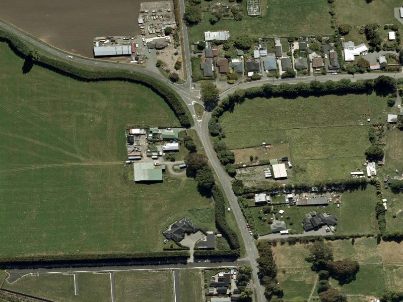 aerial view of Walk and bike track through Marshland and the ground around it