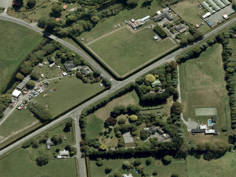 aerial view of Walk and bike track through Marshland and the ground around it
