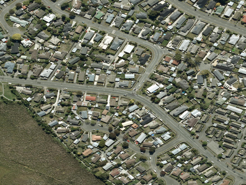 aerial view of Walk and bike track through Parklands and the ground around it
