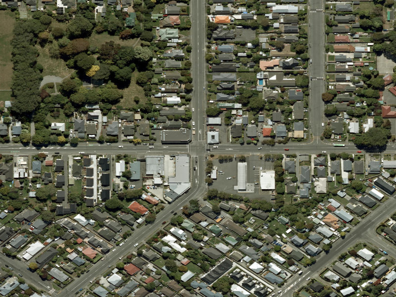 aerial view of Walk and bike track through Linwood and the ground around it
