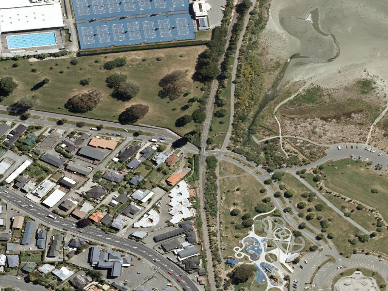 aerial view of Virtue Ave - C Bay Walkway and the ground around it