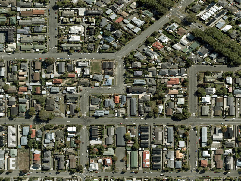 aerial view of Walk and bike track through Linwood and the ground around it
