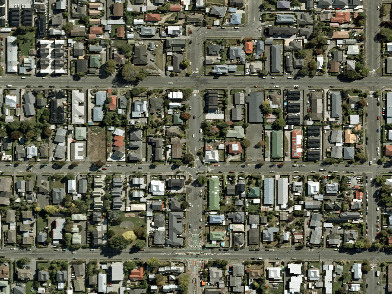 aerial view of Walk and bike track through Linwood and the ground around it