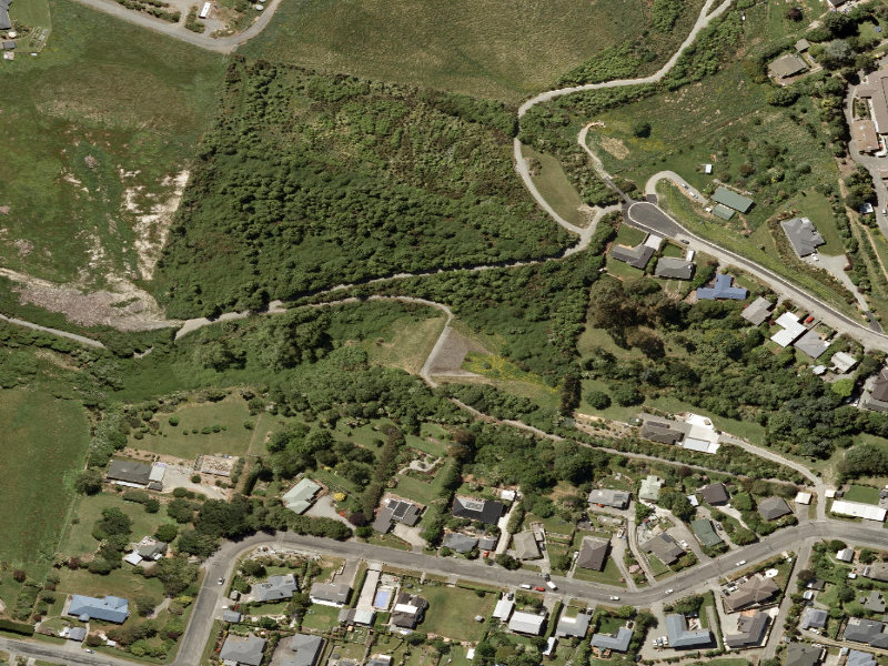 aerial view of Pekapeka Gully and the ground around it