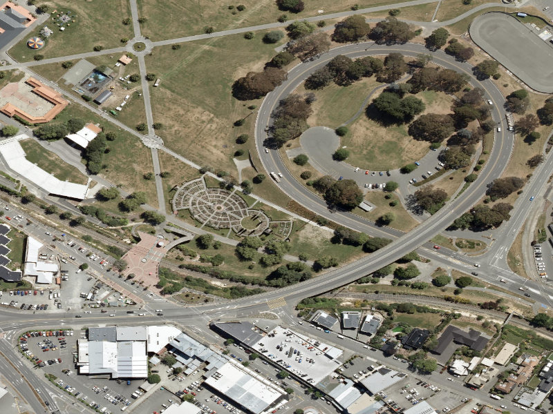 aerial view of Memorial Walk and the ground around it