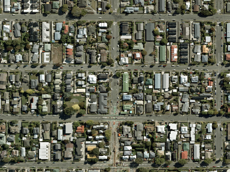 aerial view of Walk and bike track through Linwood and the ground around it