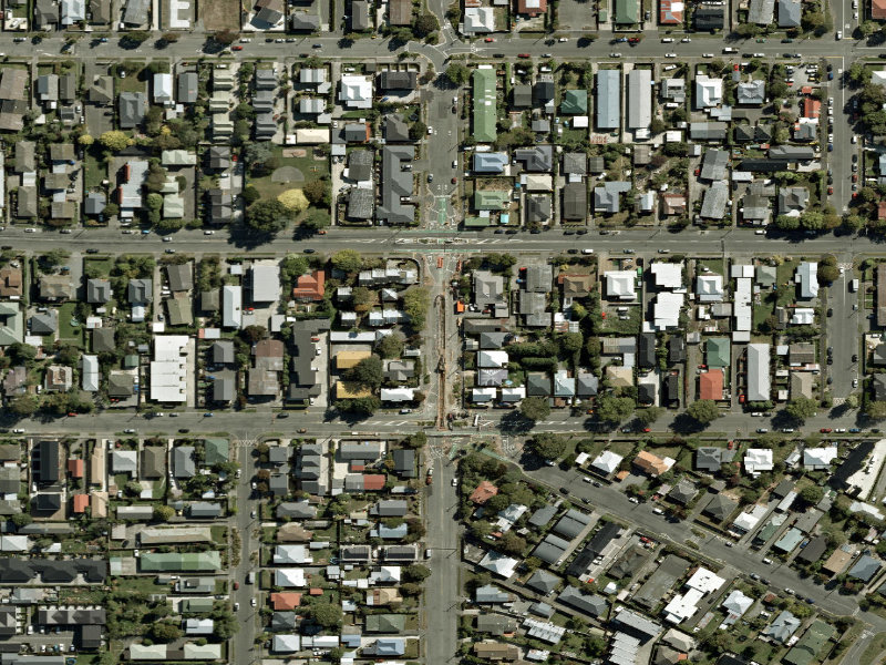 aerial view of Walk and bike track through Linwood and the ground around it