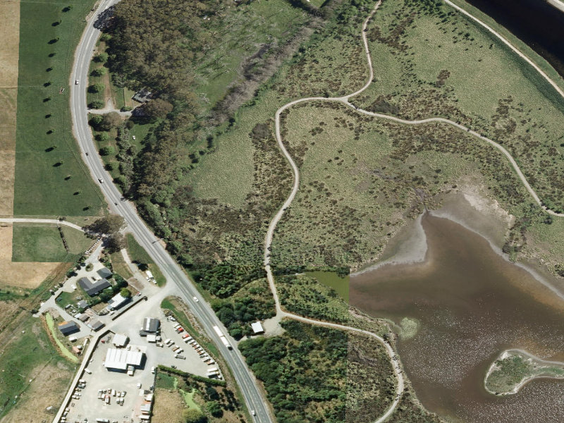 aerial view of Otipua Wetlands and the ground around it