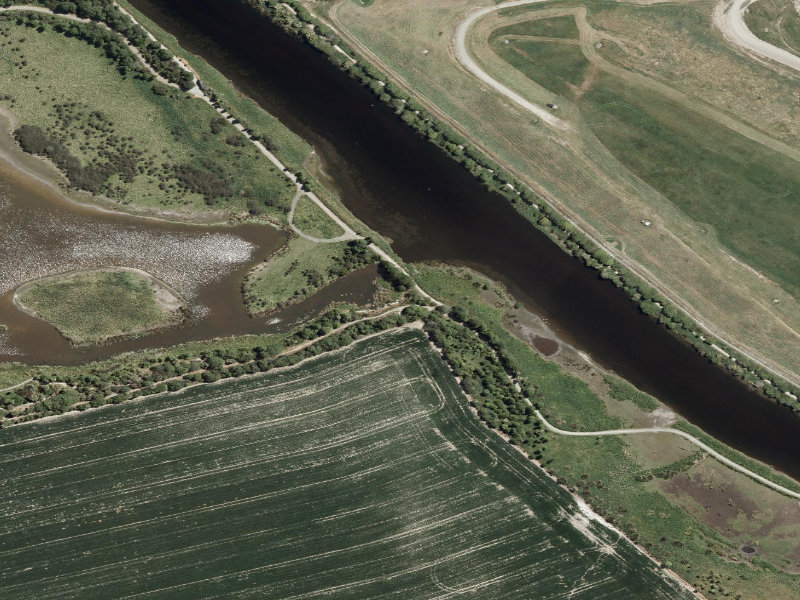 aerial view of Otipua Wetlands and the ground around it