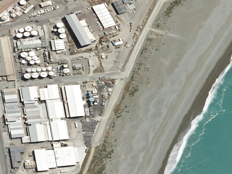 aerial view of Port Access Road and the ground around it