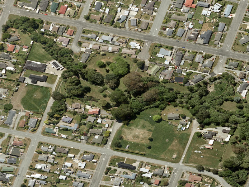 aerial view of Taumatakahu Stream Walkway and the ground around it