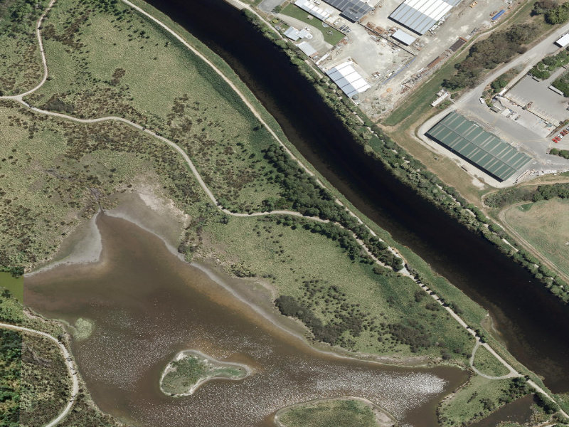 aerial view of Otipua Wetlands and the ground around it