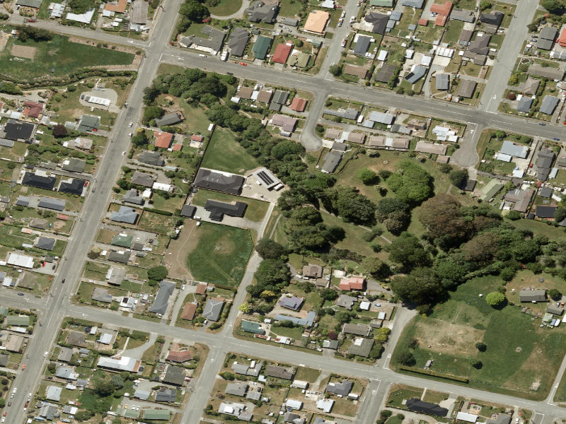 aerial view of Taumatakahu Stream Walkway and the ground around it