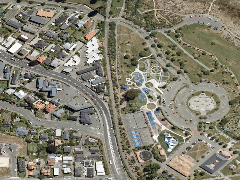 aerial view of Caroline Bay Footpaths and the ground around it