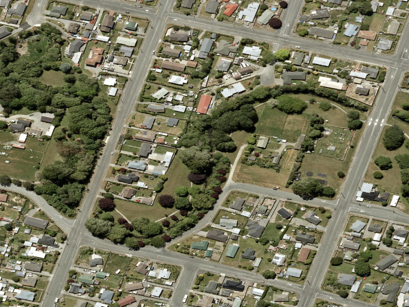 aerial view of Taumatakahu Stream Walkway and the ground around it