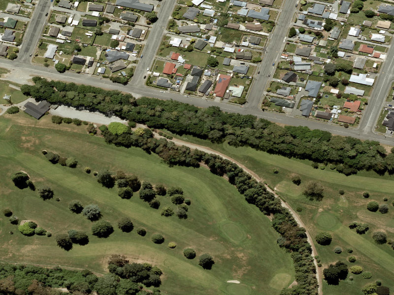 aerial view of Temuka Domain Golf Course and the ground around it