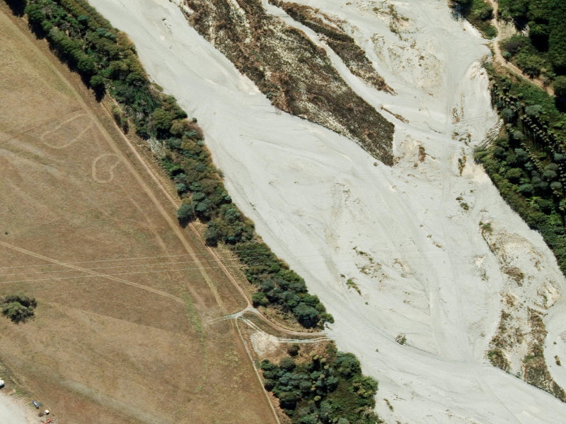 aerial view of Orari River Mountain Bike Tracks and the ground around it