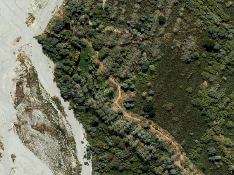 aerial view of Orari River Mountain Bike Tracks and the ground around it