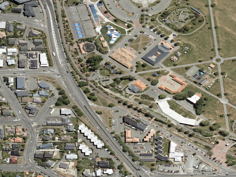 aerial view of Caroline Bay Footpaths and the ground around it
