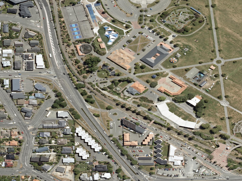 aerial view of Caroline Bay Footpaths and the ground around it