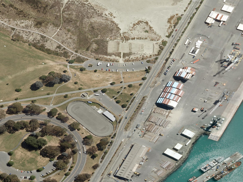 aerial view of Caroline Bay Footpaths and the ground around it