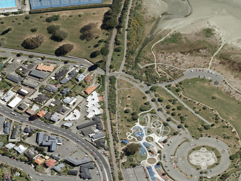 aerial view of Caroline Bay Footpaths and the ground around it