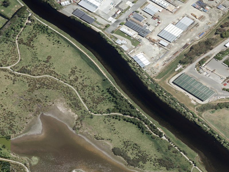 aerial view of Otipua Wetlands and the ground around it