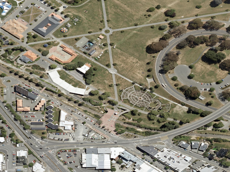 aerial view of Piazza Promenade and the ground around it