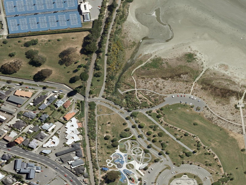aerial view of Marine Parade Boardwalk and the ground around it