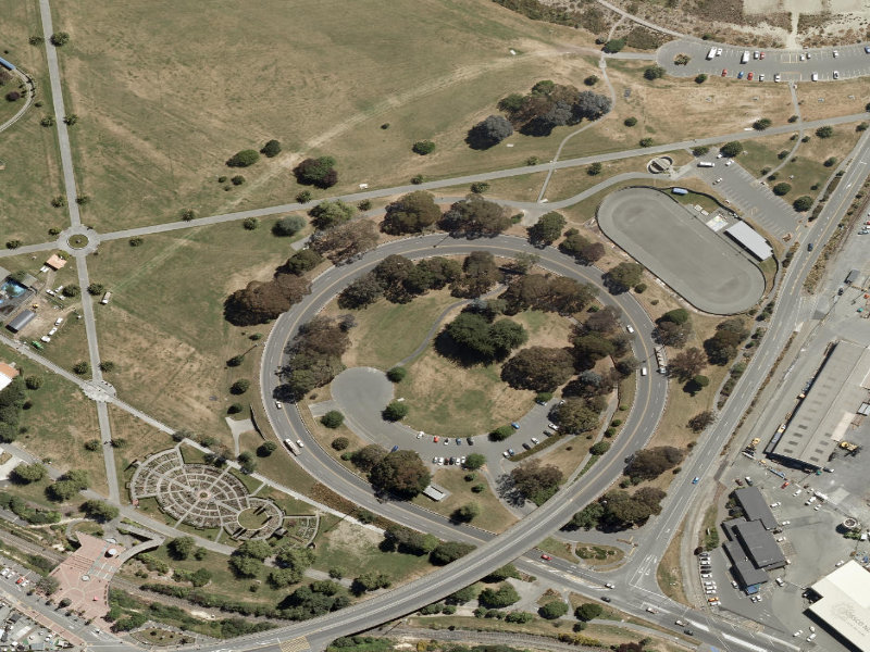 aerial view of Caroline Bay Footpaths and the ground around it