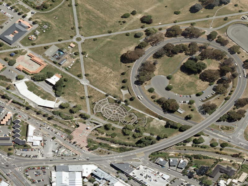 aerial view of Caroline Bay Footpaths and the ground around it