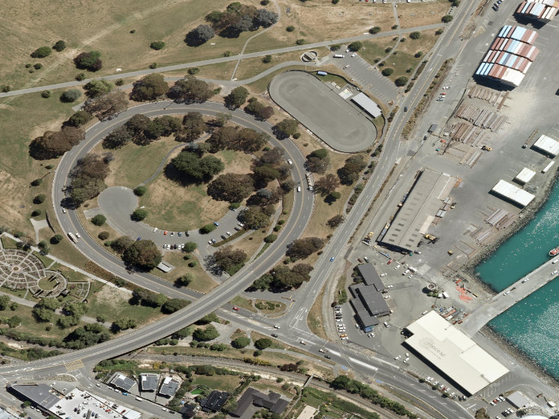 aerial view of Caroline Bay Footpaths and the ground around it