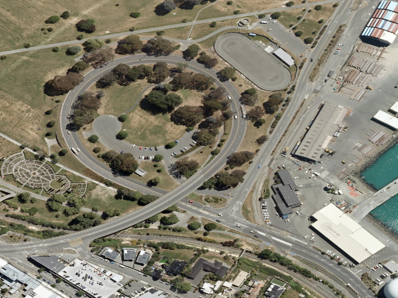 aerial view of Caroline Bay Footpaths and the ground around it