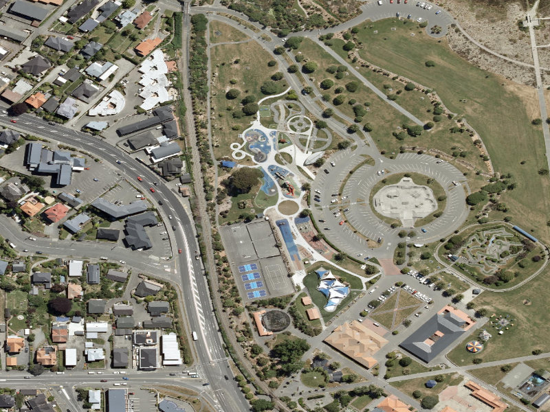 aerial view of Caroline Bay Footpaths and the ground around it