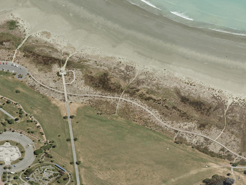 aerial view of Marine Parade Boardwalk and the ground around it