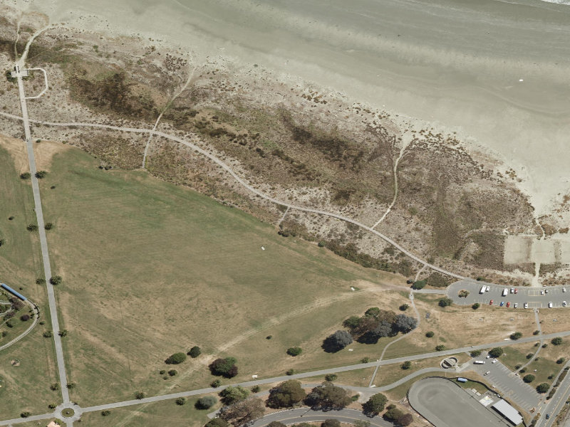 aerial view of Marine Parade Boardwalk and the ground around it
