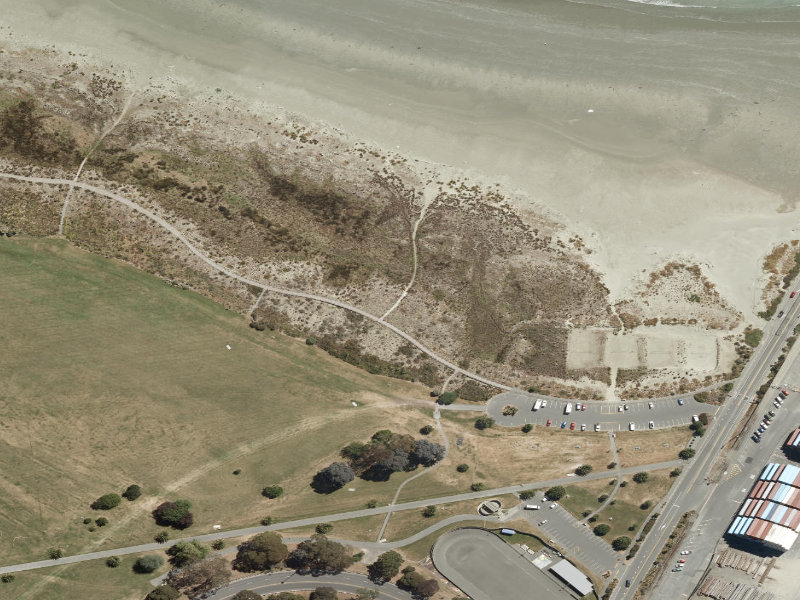 aerial view of Marine Parade Boardwalk and the ground around it