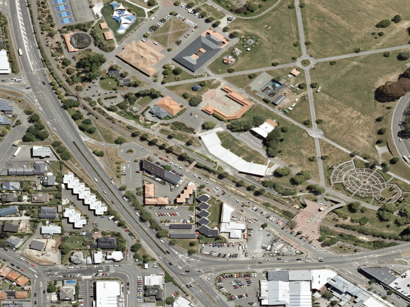 aerial view of Caroline Bay Footpaths and the ground around it